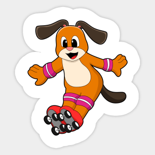 Dog as Skater with Inline skates Sticker